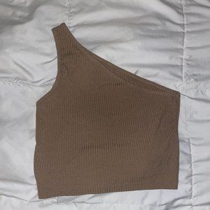 One Shoulder Rib-knit crop top